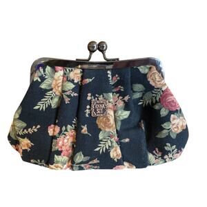 Anna Sui Dark Floral Fabric Kisslock Clutch Bag
